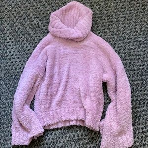 Pink fluffy cowl neck sweater - worn once